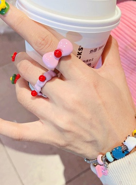 其他女滴油日韩蝴蝶结戒指