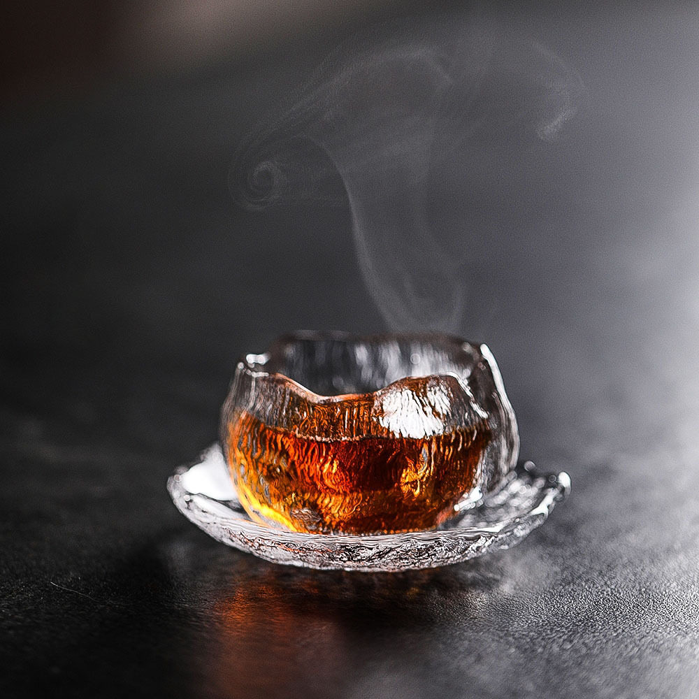 功夫琉璃杯水晶玻璃主人杯上神茶杯日式手工杯垫品茗杯单杯子图片