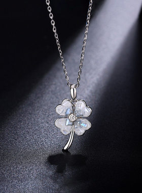 S999纯银四叶草幸运花锁骨链