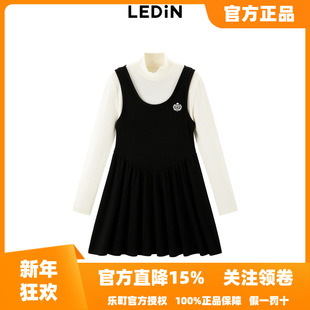 乐町假两件针织连衣裙冬新款 清仓 学院风拼接裙C2FAE4324 反季