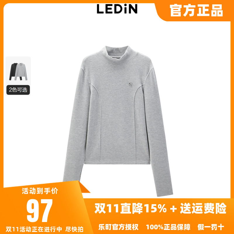 【商场同款】乐町2025冬季新款百搭设计感结构长袖T恤C2CPE4301