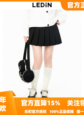 【商场同款】乐町百褶短裙秋季新款学院风黑色短款半裙C2GEE3212