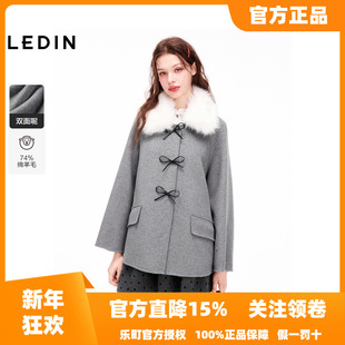 蝴蝶结装 新款 乐町2025冬季 饰毛呢外套大衣C1AAE4302 商场同款