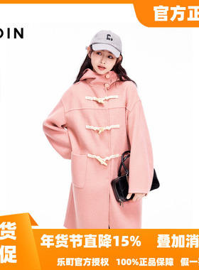 【商场同款】乐町2025冬季新款学院风连帽毛呢外套大衣C2AAE4309