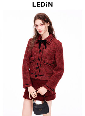 【商场同款】乐町2025冬季新款千金红色小香风外套短款C1BBE4319