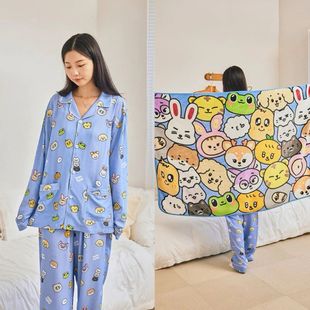 韩国明星艺人SEVENTEEN  MINITEEN同款睡衣家居服人造棉舒适清凉