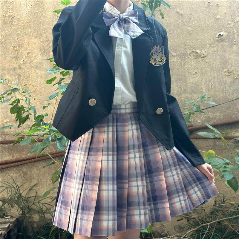 芋泥蛋糕jk制服正版套装女童西装格裙百褶裙日系短裙半身裙儿童