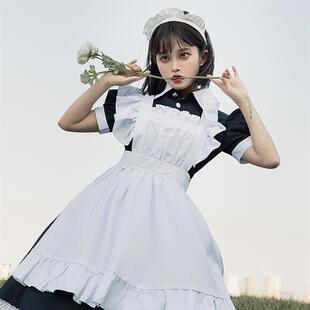 女仆装cosplay 餐厅咖啡厅工作服长裙黑白女佣装聚会派对一件代发