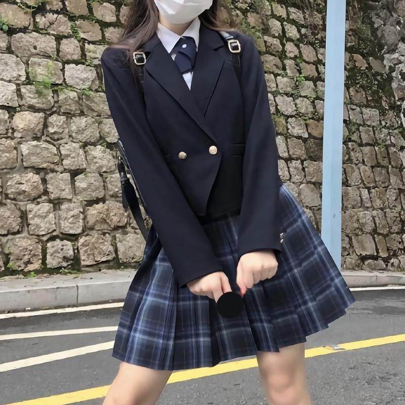 厂家直销jk制服外套一粒扣日本校服学生西服短款黑色西装上衣秋冬