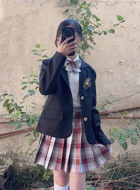 金鱼姬JK格裙原创西装制服套装秋冬季儿童女学生学院风校服百褶裙