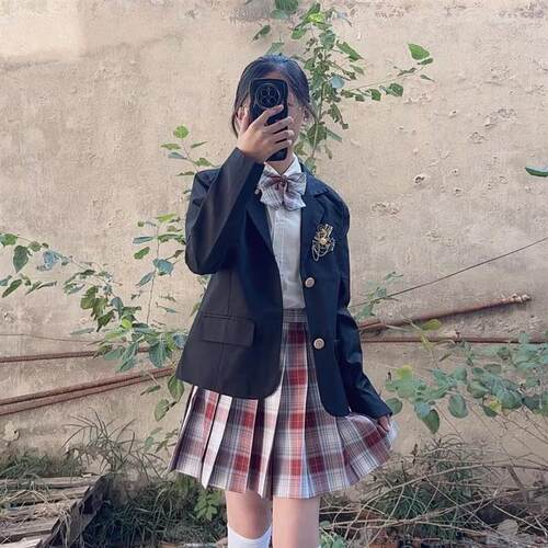 金鱼姬JK格裙原创西装制服套装秋冬季儿童女学生学院风校服百褶裙