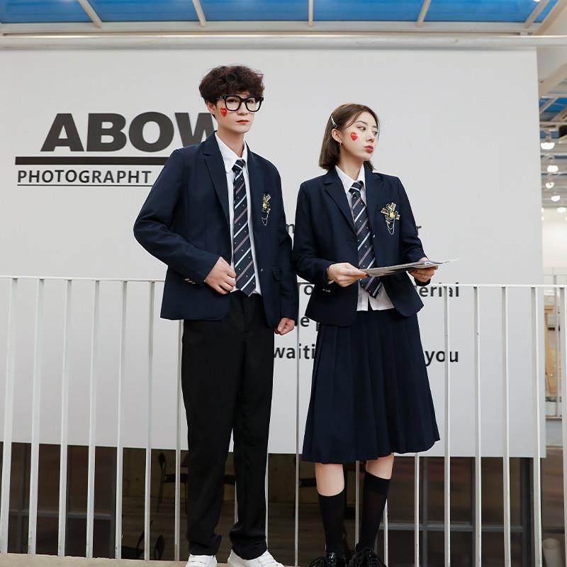 韩版中学生秋冬季班服高中生西装学院风套装校服外套学生四件套