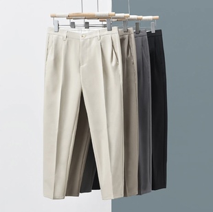百搭休闲九分长裤 轻熟风垂感西裤 潮流春夏新品 直筒宽松韩版 子 男士