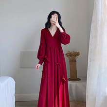 卡所2020春秋季新款气质法式复古宫廷仙女温柔风森系礼服连衣裙