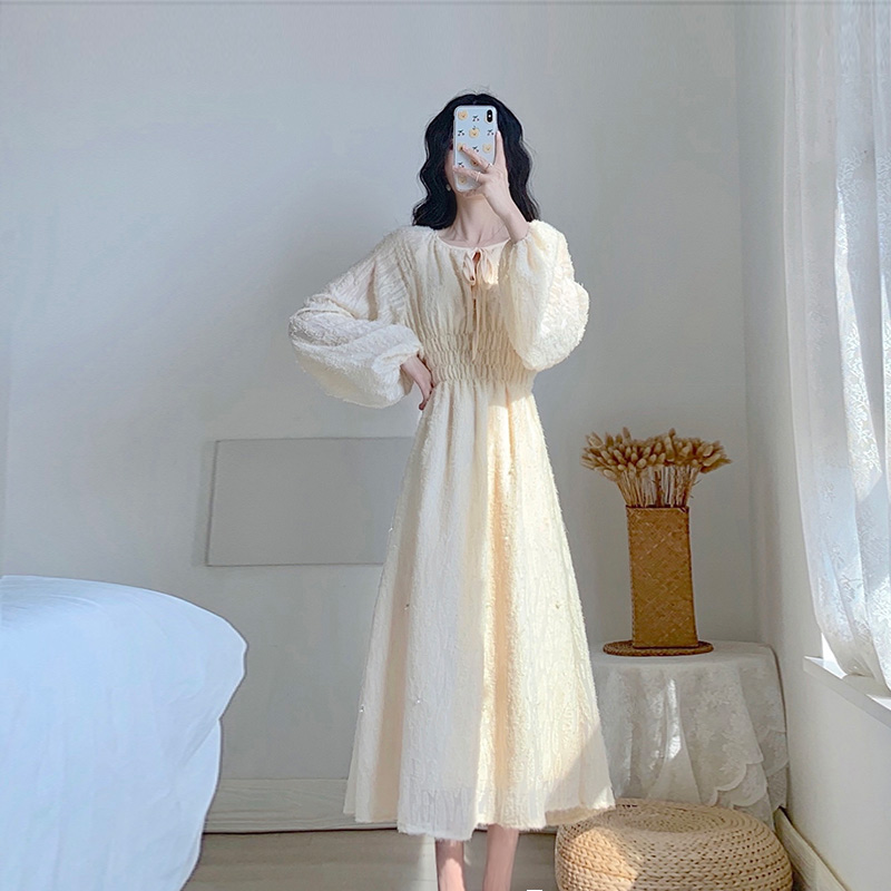 卡所裙子女秋冬新款长袖减龄显瘦气质法式复古温柔小香风连衣裙