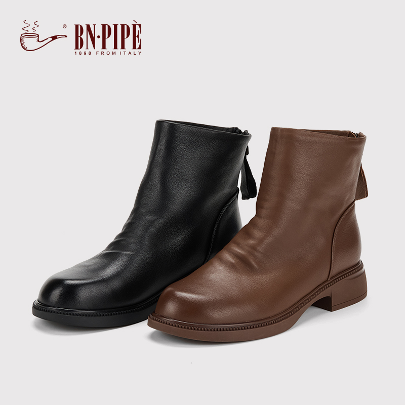 百年烟斗巨好看真皮靴子女英伦风