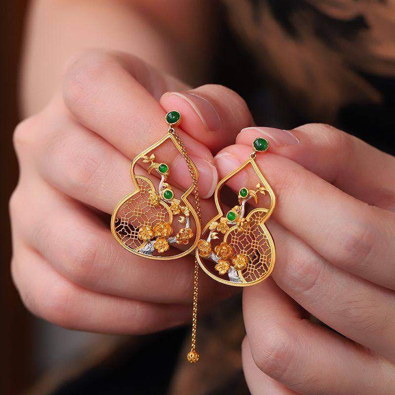 新中式花丝梅花葫芦耳针覆古宫廷风古典气质秀禾汉服旗袍古风耳环,饰品/流行首饰/时尚饰品新,耳钉,淘宝优惠券,粉丝福利购,淘宝优惠卷