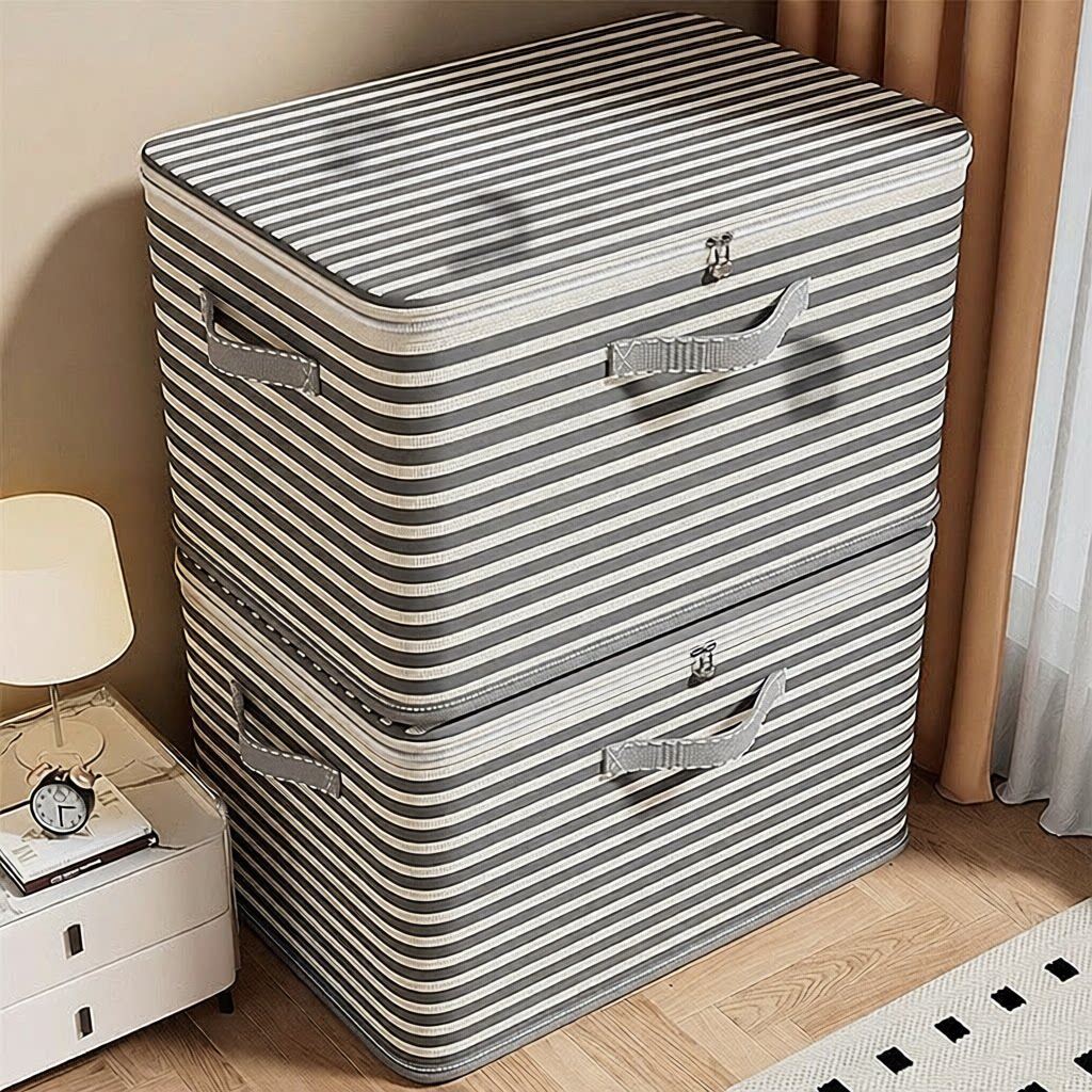 带盖衣服被子收纳箱可折叠装棉被衣服家用大容量防储物箱整理筐子