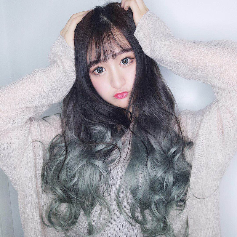 u型假发女长卷发大波浪彩色渐变半头套隐形无痕修脸网红发型长发