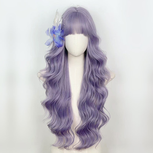紫色长卷发全头套自然lolita假发