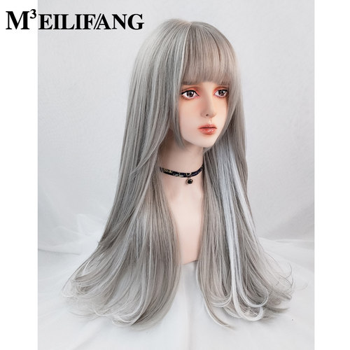 奶奶灰漫画刘海长卷发假发