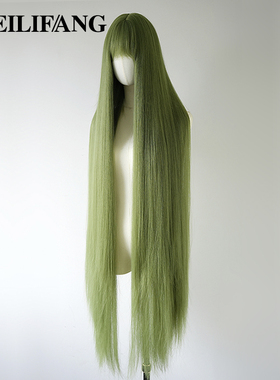 绿色超长假发女全头套lolita一米三130cm长直发洛丽塔万用cos整顶