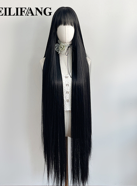 黑长直假发超长全头套女lolita洛丽塔万用cos一米三130cm拍照写真