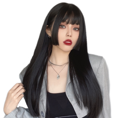 公主切假发女长发全头套整顶姬发式日常lolita软妹伪娘黑色长直发