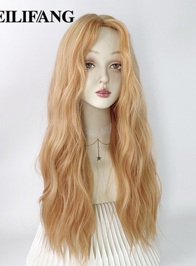 美立方橘色假发羊毛卷全头套女lolita橙色中分彩大波浪y2k长卷发