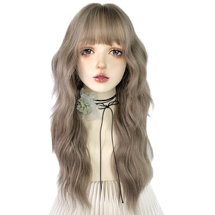 水母头假发公主切全头套女长卷发lolita羊毛卷亚麻金色洛丽塔姬发