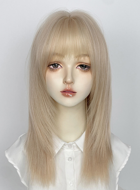 白金假发中长发高层次锁骨直发lolita全头套日系彩色日常cos万用