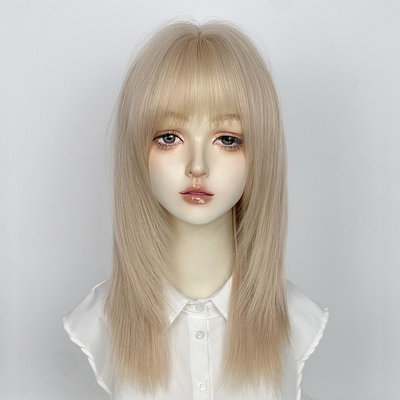 白金色假发中长发高层次锁骨发