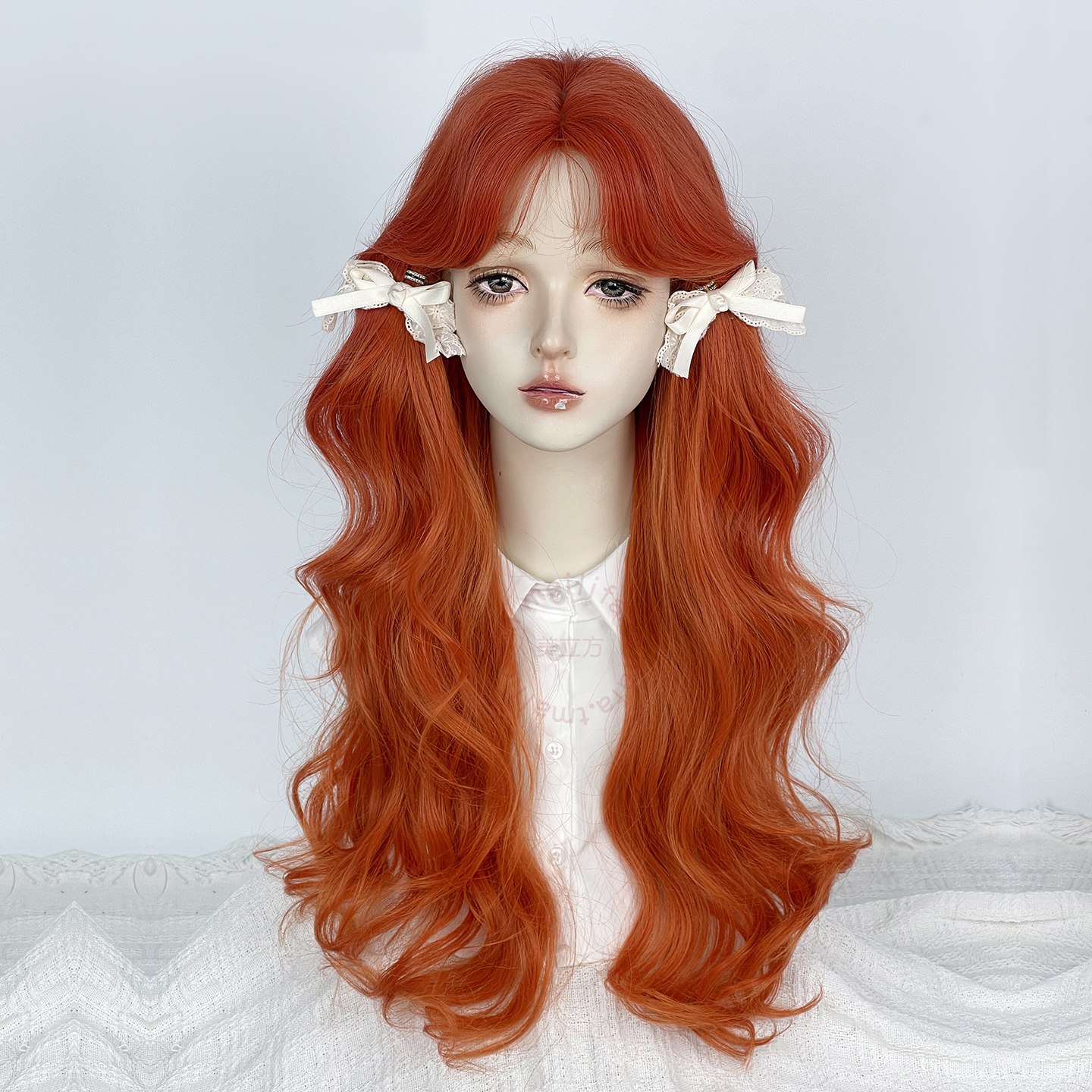 Lolita甜美可爱中分橘黄长卷发