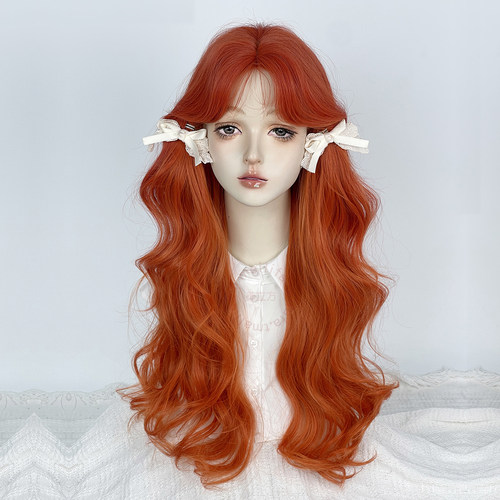 Lolita甜美可爱中分橘黄长卷发