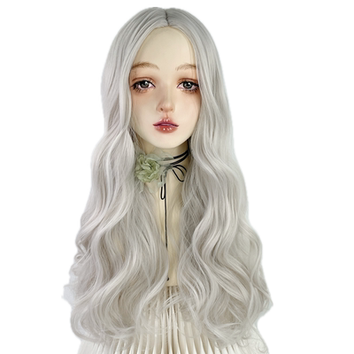 银白色中分刘海长卷发二次元假发