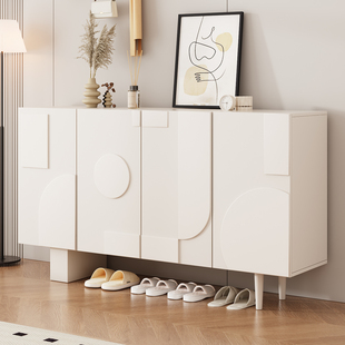 门口家用大容量走廊玄关一体置物靠墙鞋 柜新款 架 中古奶油风鞋 法式