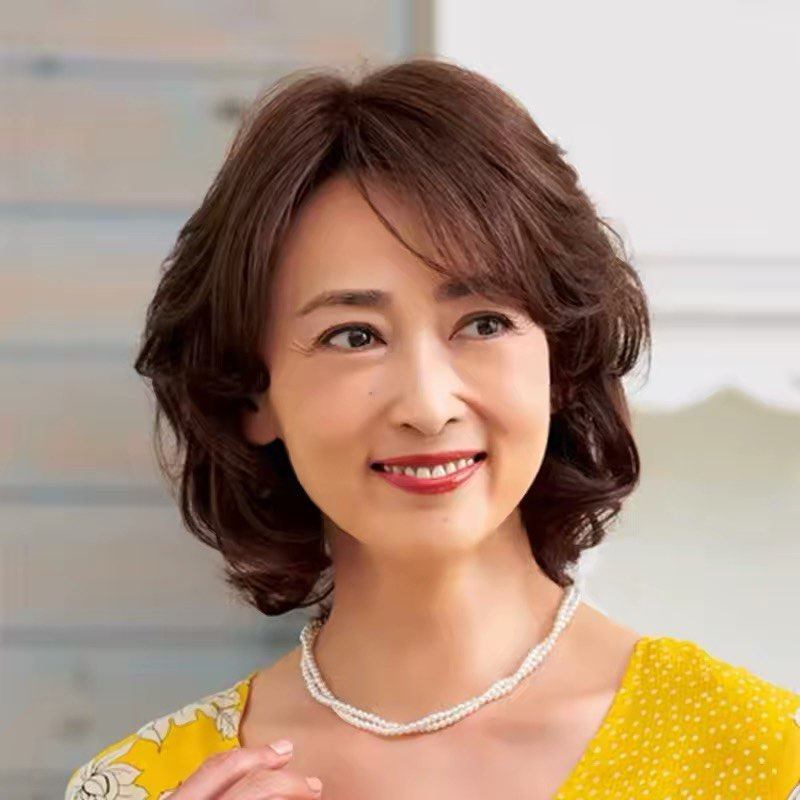 假发全头套女短发真发全真人发丝中老年女士卷发妈妈真头发套自然