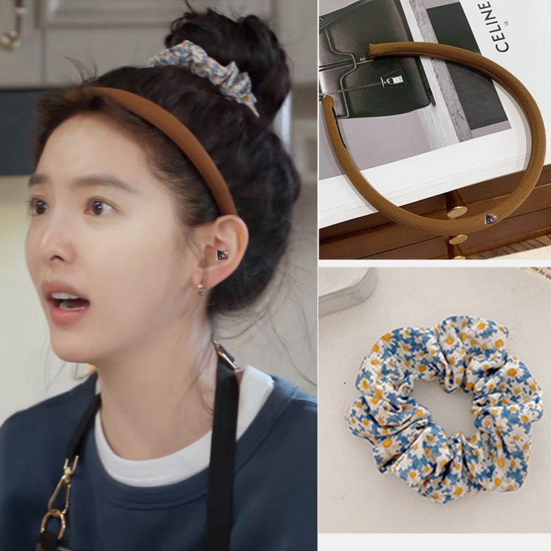 你也有今天章若楠同款发饰碎花大肠圈丸子头发绳成瑶发箍压发洗脸
