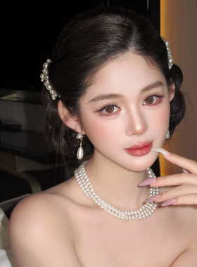 原创欧美新娘手工珍珠发夹