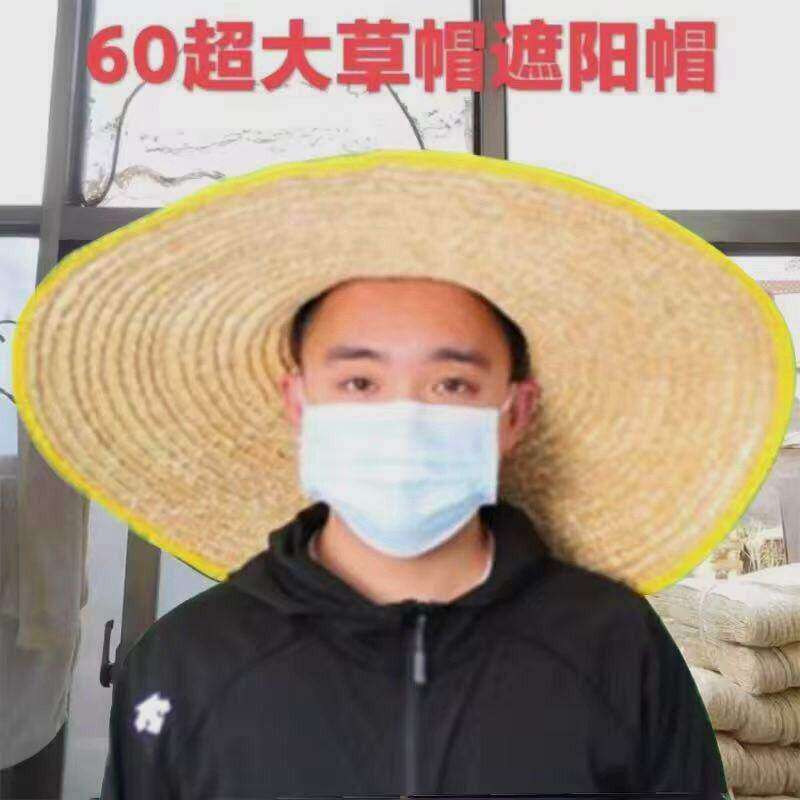 大草帽子农民男遮阳防晒夏季工地大沿沙滩户外太阳渔夫农用女草编