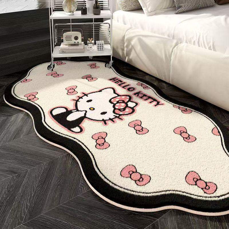 粉色hellokitty床边地毯柔软毛绒加厚地垫女孩儿童房间卧室床边毯
