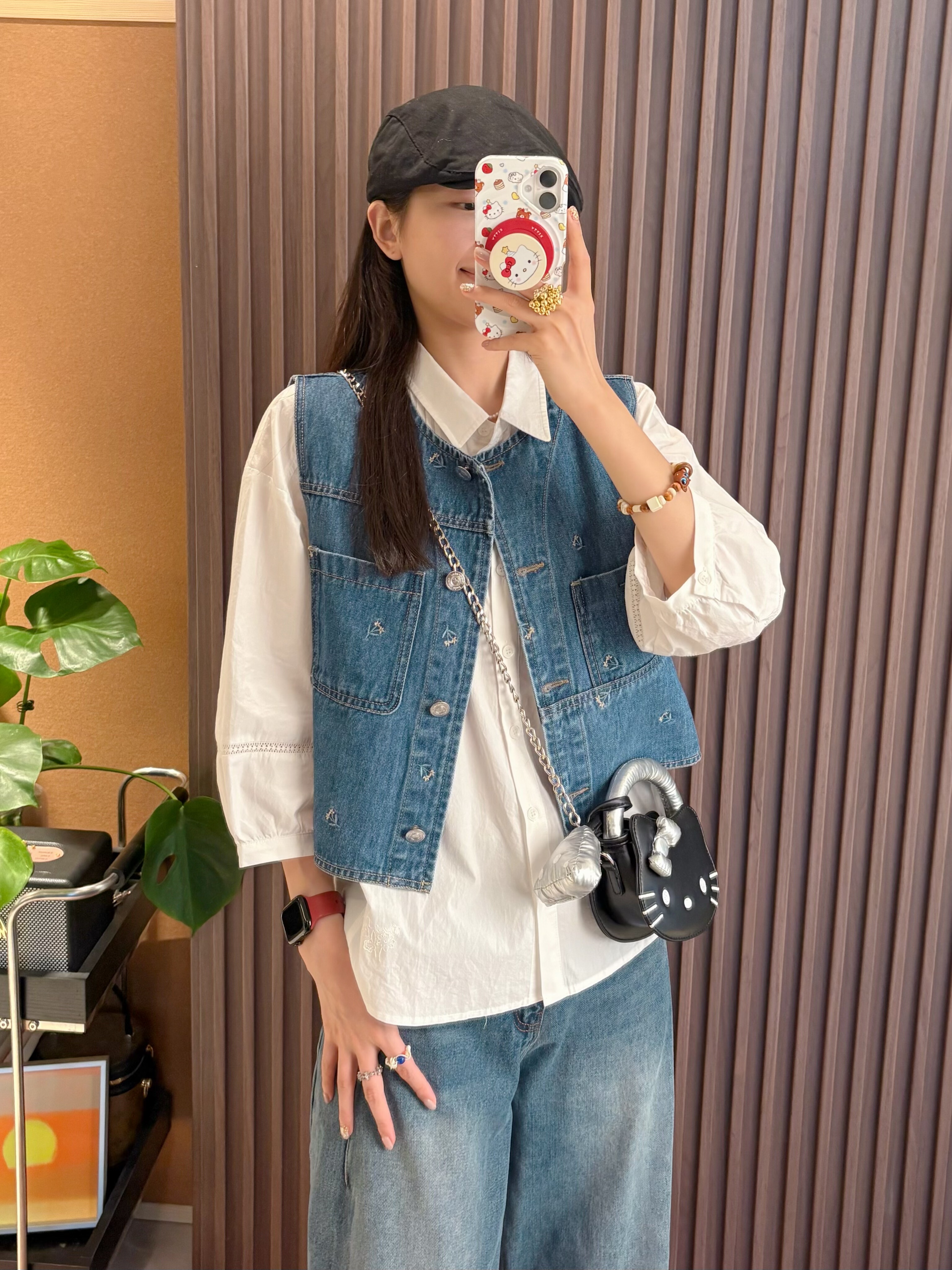 小众设计师品牌牛仔马甲上衣春秋韩版宽松百搭通勤显瘦圆领外套女