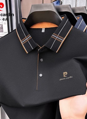 皮尔卡丹男士夏季新款桑蚕丝短袖T恤休闲透气亲肤翻领半袖POLO衫