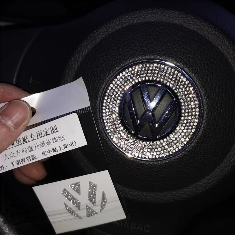 大众方向盘车标贴钻新polo高尔夫途观朗逸帕萨特凌渡速腾汽车装饰