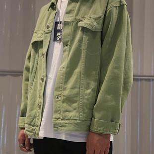 牛油果绿OVERSIZE牛仔外套高街男女款宽松牛仔衣工装夹克糖果色潮