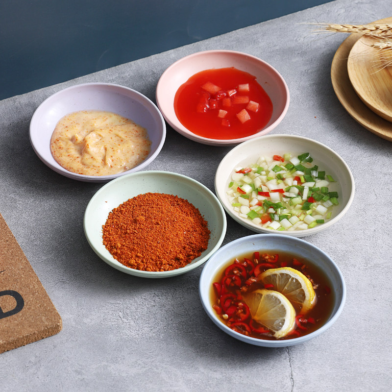 日式塑料蘸料碟圆形餐桌食品级调料小碟子创意可爱火锅调料碟醋碟