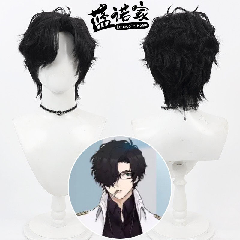 【蓝诺家】蔚蓝碧蓝档案 夏莱老师cos假发 颠佬黑色偏左边微卷