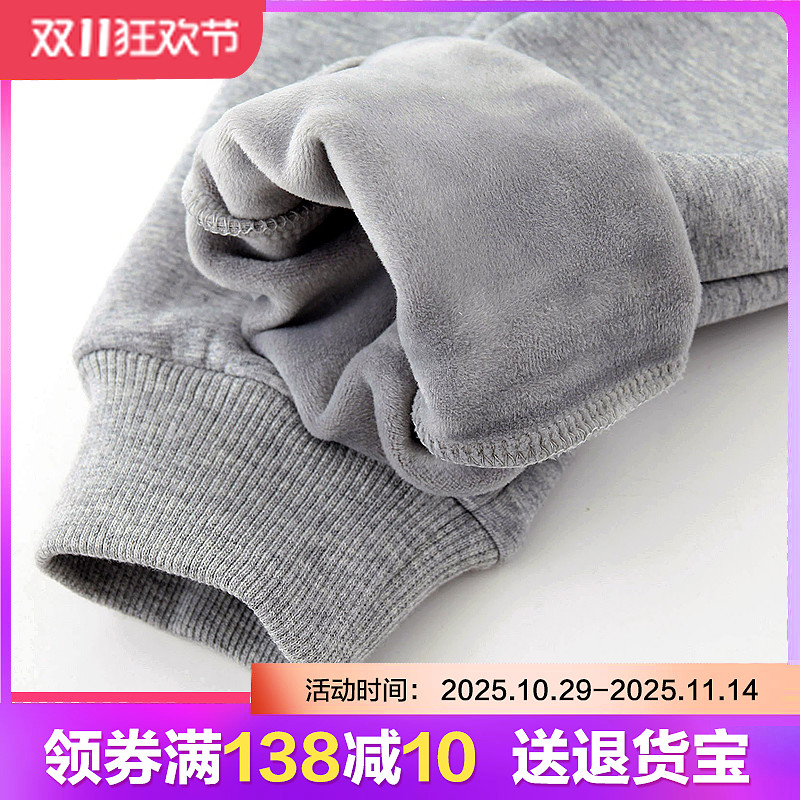 女童加绒运动裤冬季纯棉裤子儿童一体绒休闲裤中大童女孩加厚卫裤