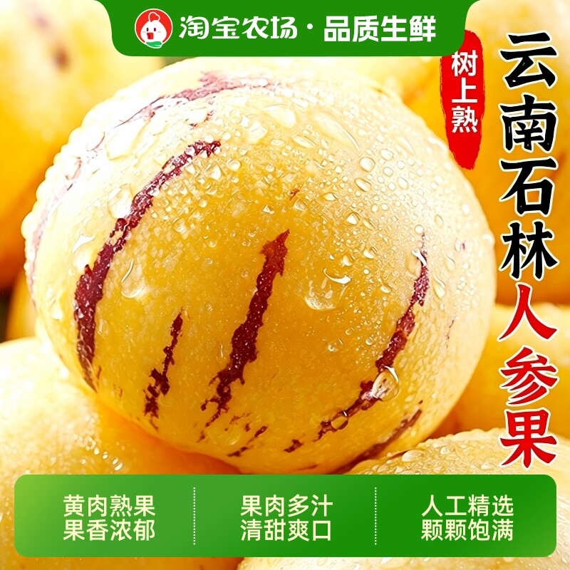 树上熟云南石林人参果人叁果水果当季七彩人生心黄肉圆果9斤整箱图片