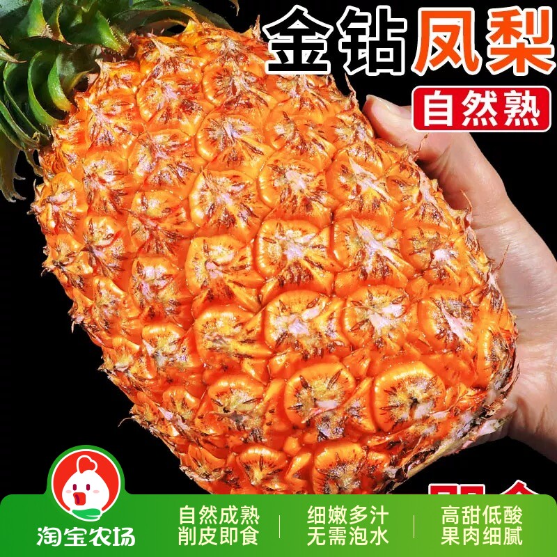海南金钻凤梨新鲜当季风梨孕妇可食水果果削皮即食西瓜农场热带